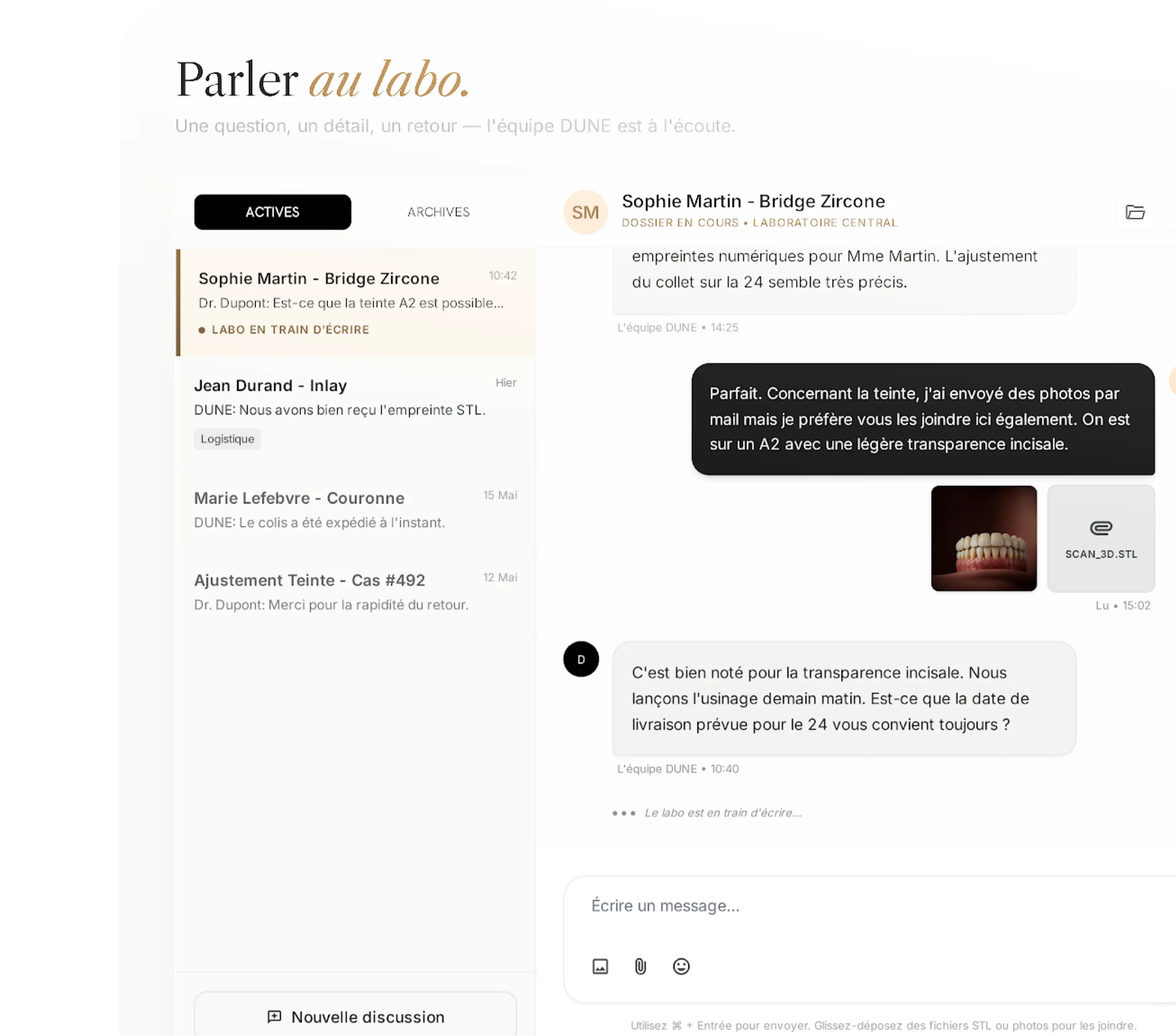 Interface chat labo